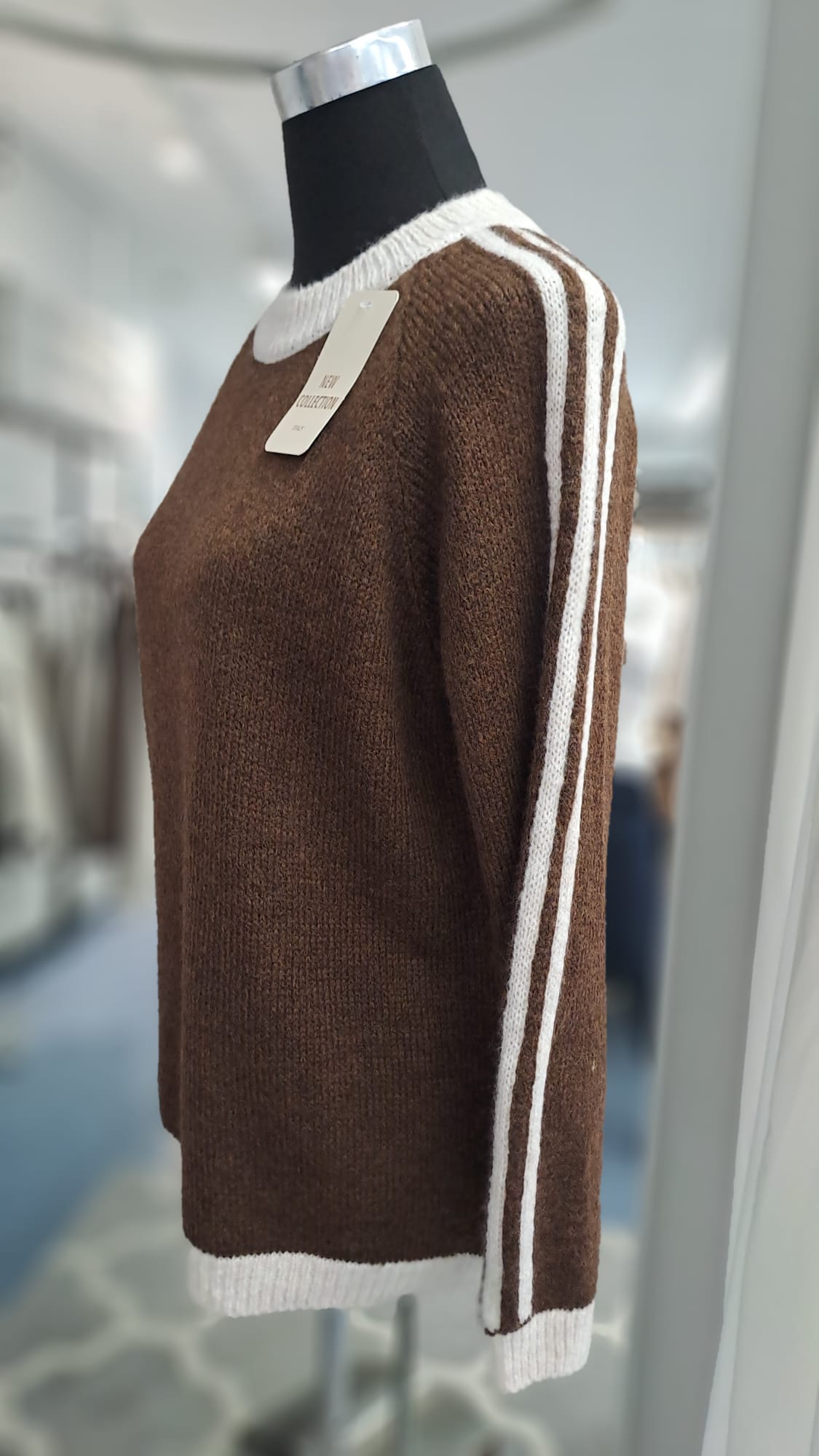 Damenpullover Braun/Beige | SM Youngfashion 6940 - Profilansicht