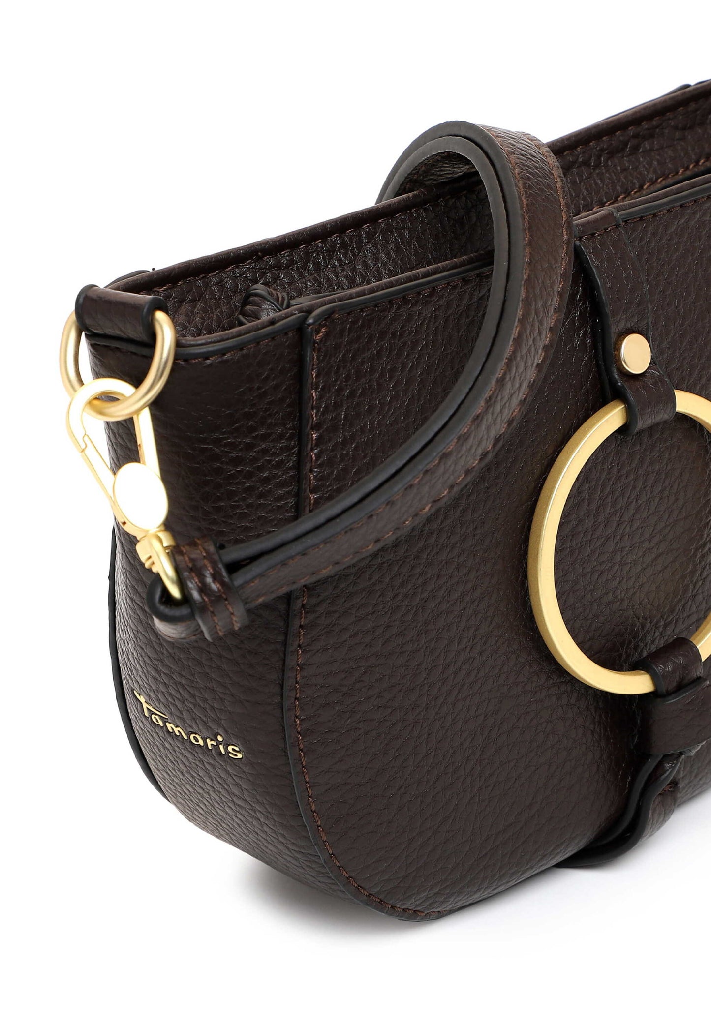 Tamaris Umhängetasche 34820 Dunkelbraun - TAS Maischa Detailansicht Golddetails
