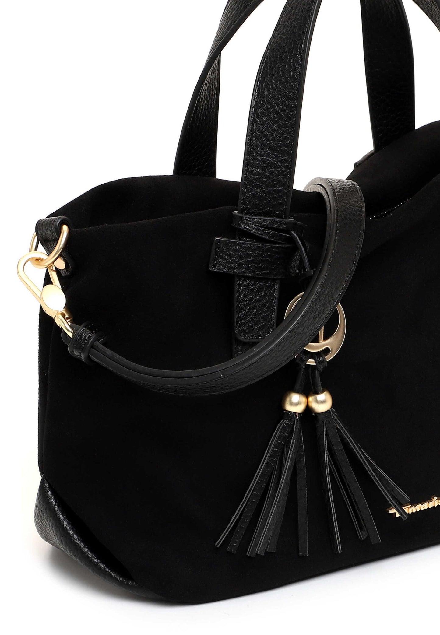 Tamaris Cityshopper 34883 Schwarz - Praktisch und stilvoll zugleich Detailansicht Quastenanhänger