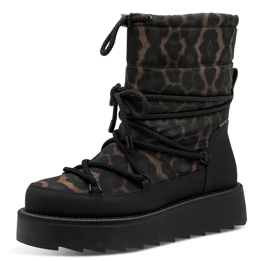Tamaris Stiefelette 26846 Schwarz/Leopard - Wasserdicht & gefüttert - Frontansicht