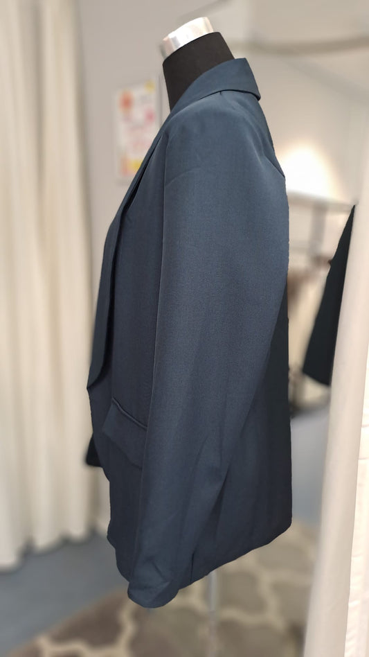 Longblazer Blau - Offener Schalkragen - SM Youngfashion 6885 - Seitenansicht