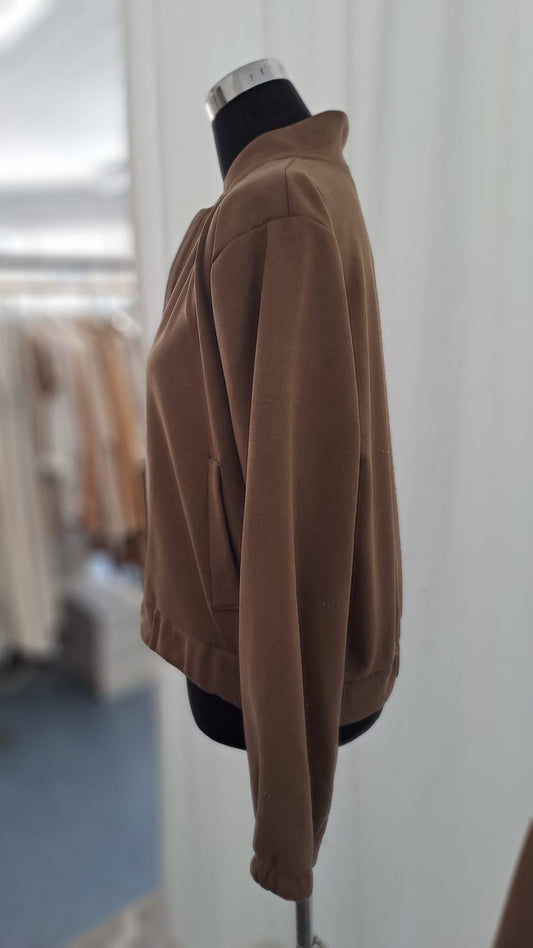 Bomberjacke Camel Wildlederoptik | Charme Mode 6796 - Frontansicht