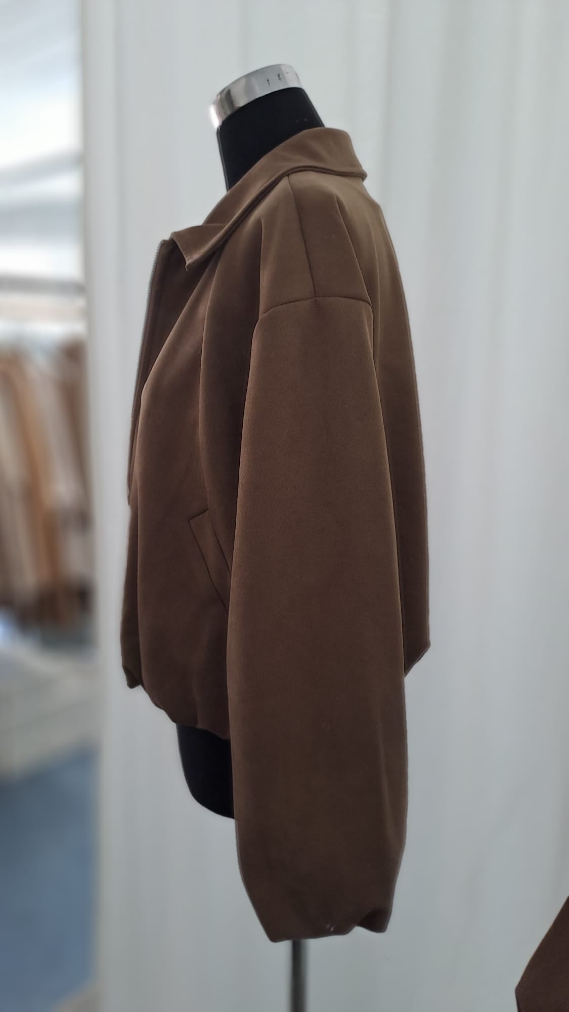 Jacke Camel Wildlederoptik Ballonärmel | Charme Mode 6777