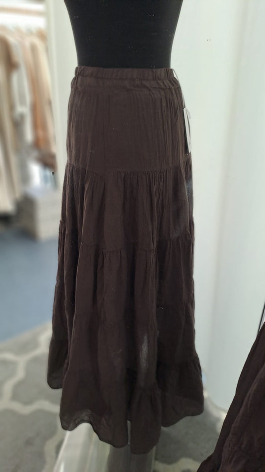 Maxirock Mocca mit Volant | Liping Moda 6832 - Frontansicht