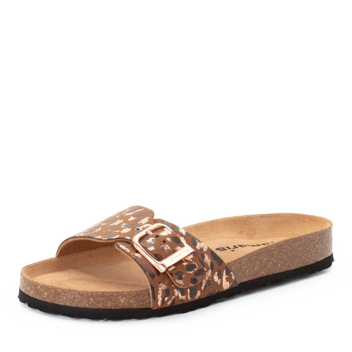 Tamaris Pantolette Cognac Leopard 27520 | Bequeme Pantolette - Frontansicht