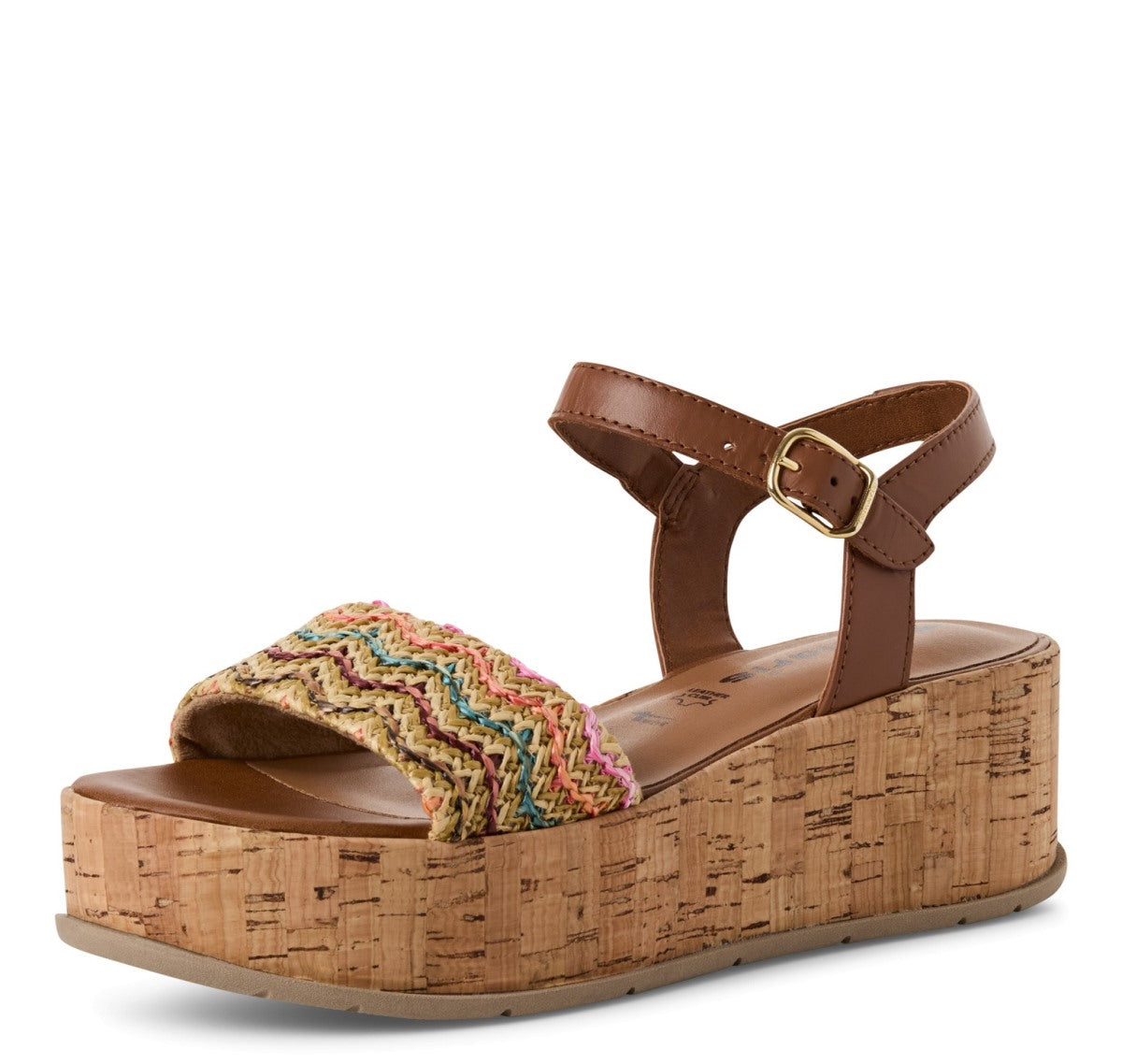 Tamaris Sandalette 28020 Cuoio | Boho Kork-Plateau - Frontansicht