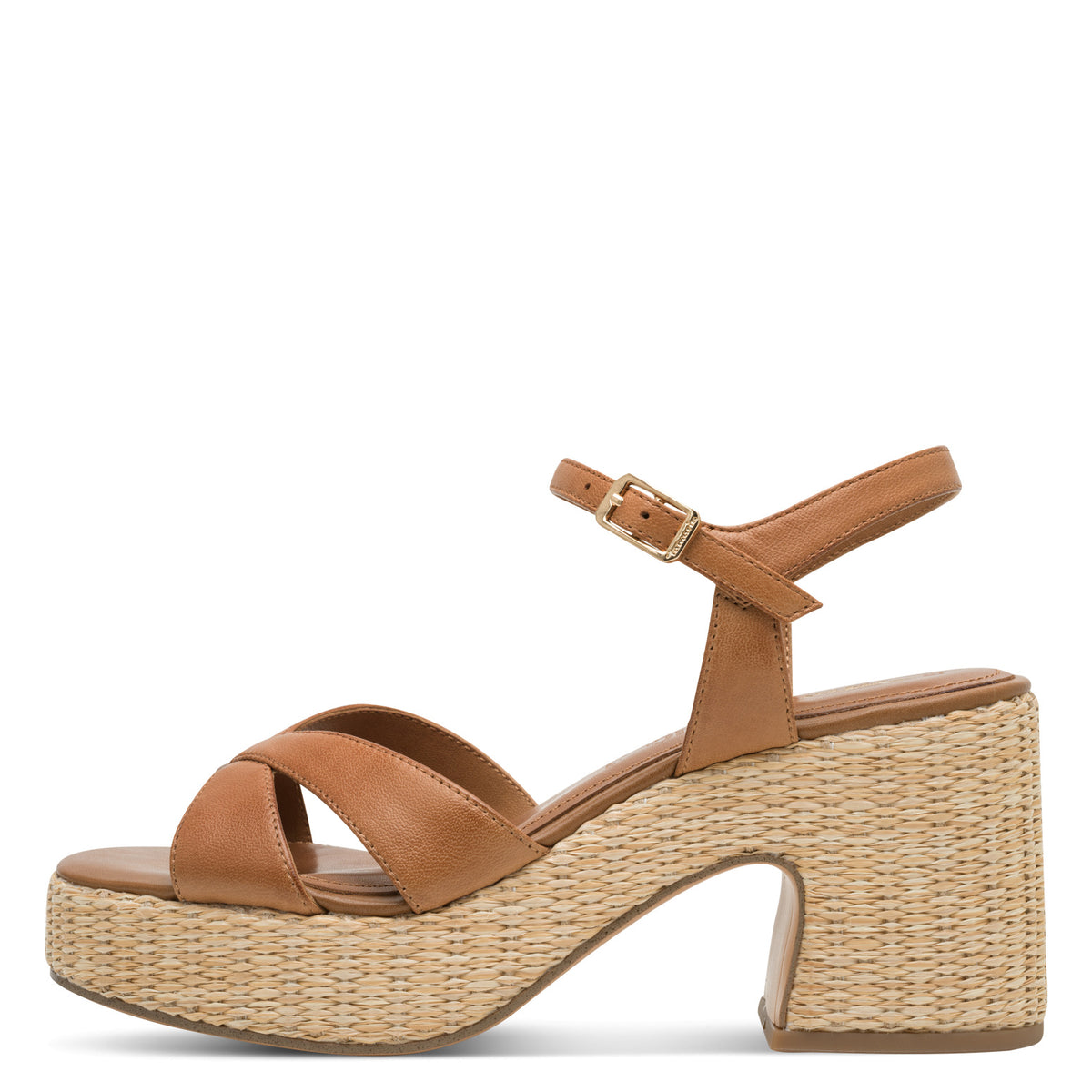 Tamaris Sandalette 28313 Cognac – Blockabsatz & Touch-it Fußbett Seitenansicht