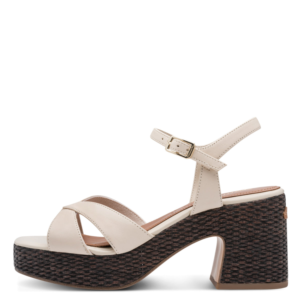 Tamaris Sandalette 28313 Ivory-Beige | Blockabsatz & Touch-it Fußbett - Seitenansicht