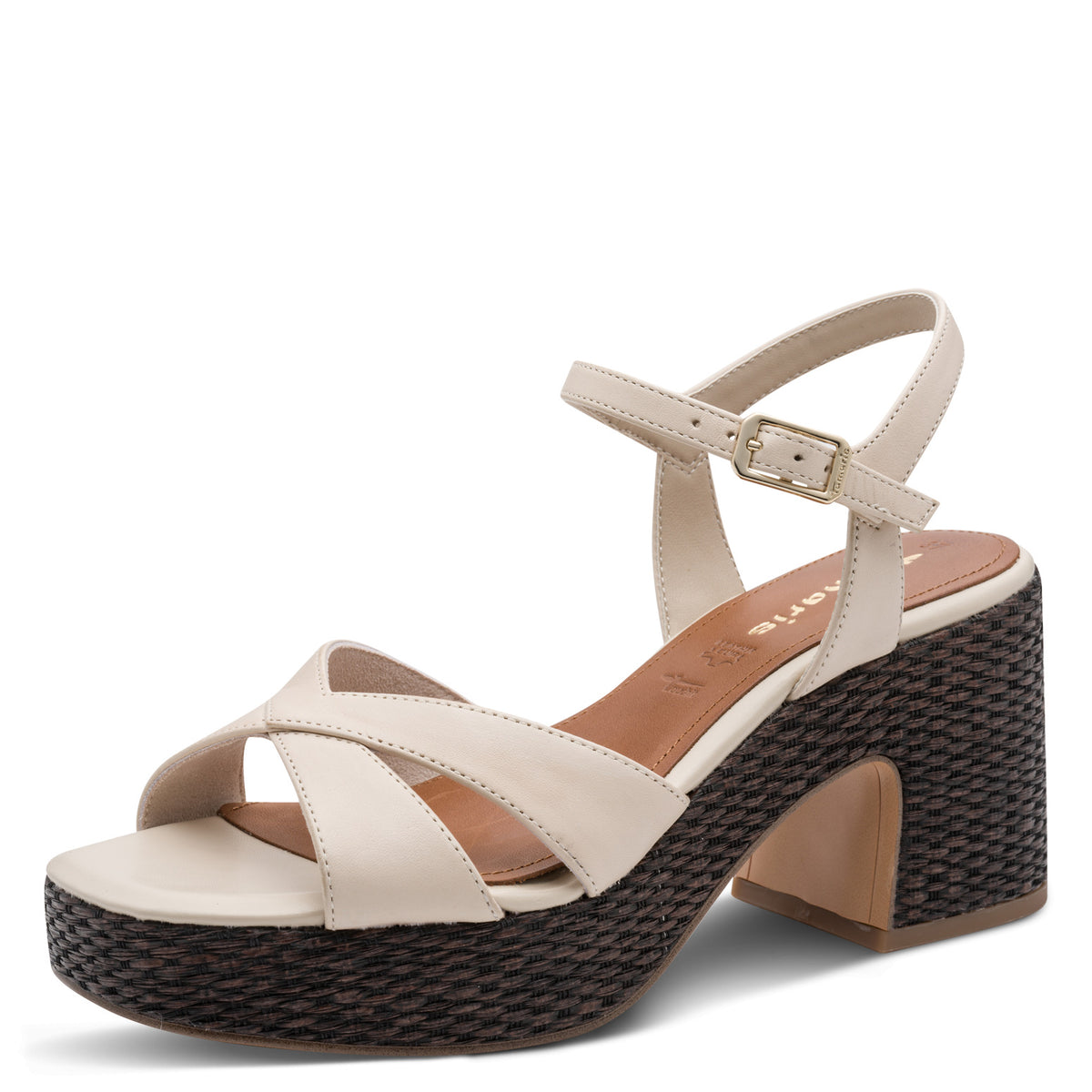 Tamaris Sandalette 28313 Ivory-Beige | Blockabsatz & Touch-it Fußbett - Frontansicht