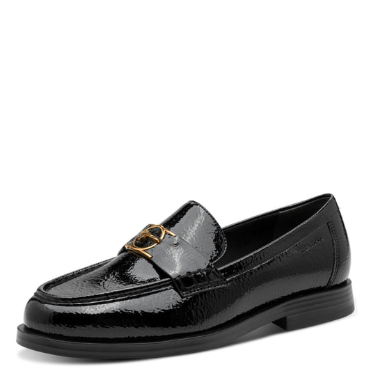 Tamaris Slipper 24351 Schwarz Lack - Vegan mit Fußbett- Vorderansicht