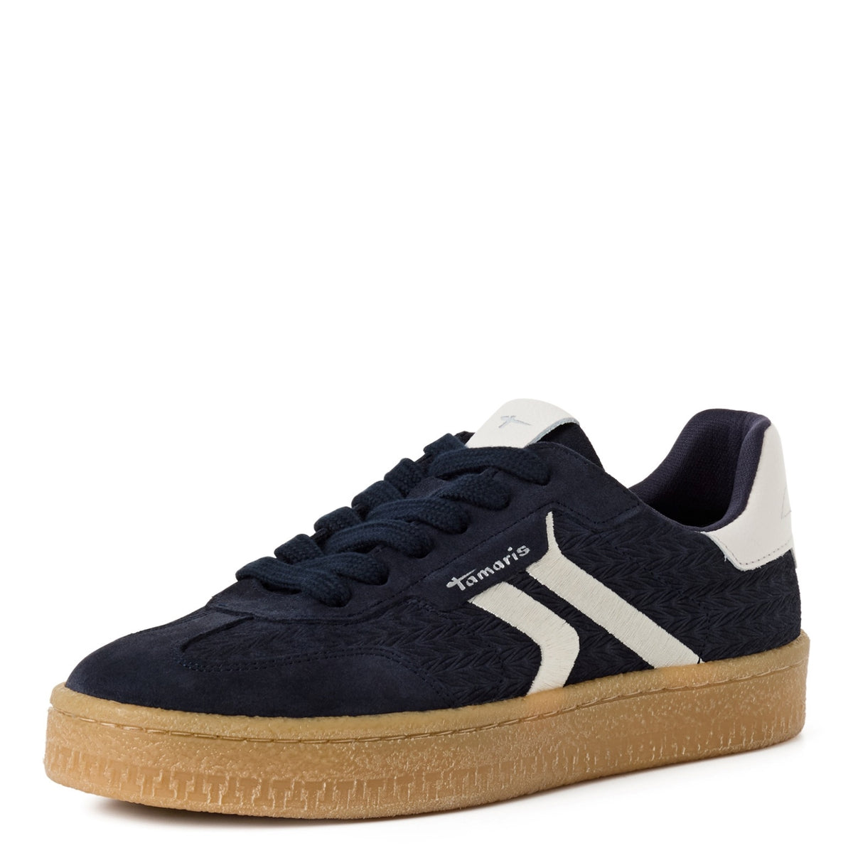 Tamaris Sneaker 23723 Navy-Blau | Ledersneaker mit Wechselfußbett - Frontansicht