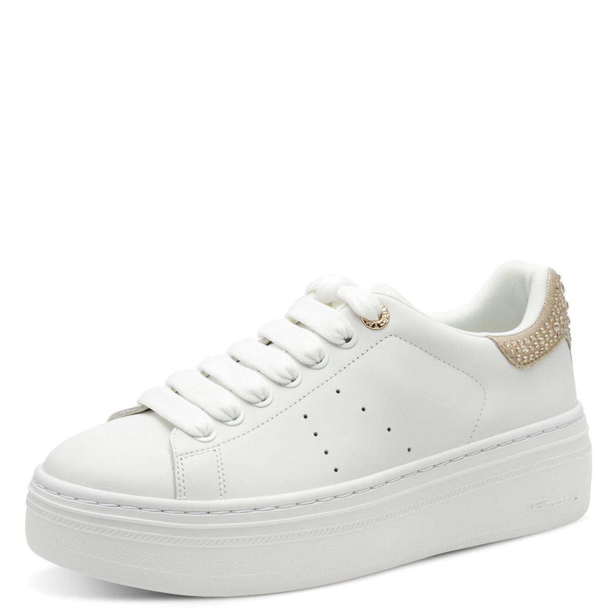 Tamaris Sneaker 23755 Weiß | Leder mit Wechselfußbett - Frontansicht