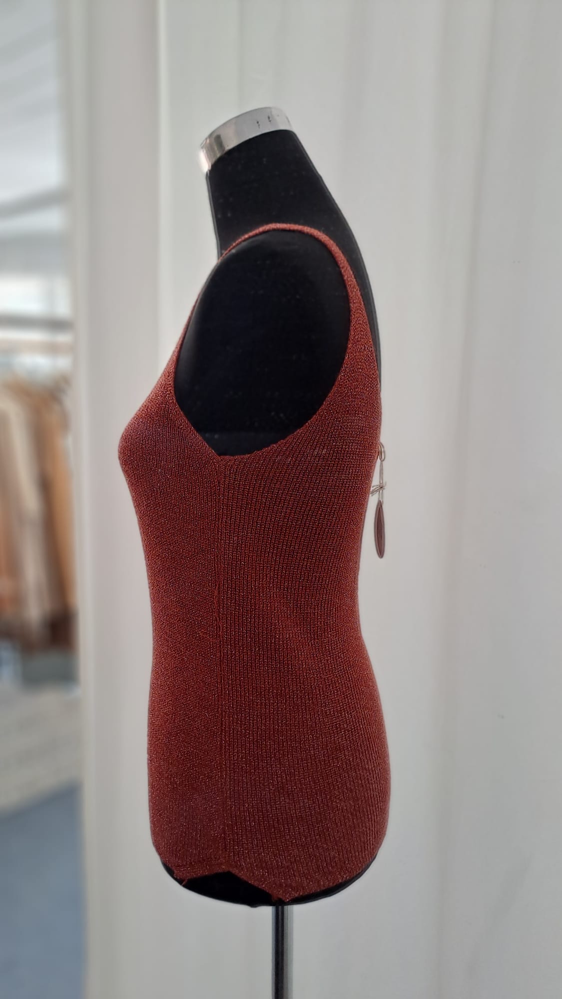 Stricktop Rostbraun mit Silberfaser | Liping Moda 6841 - Frontansicht