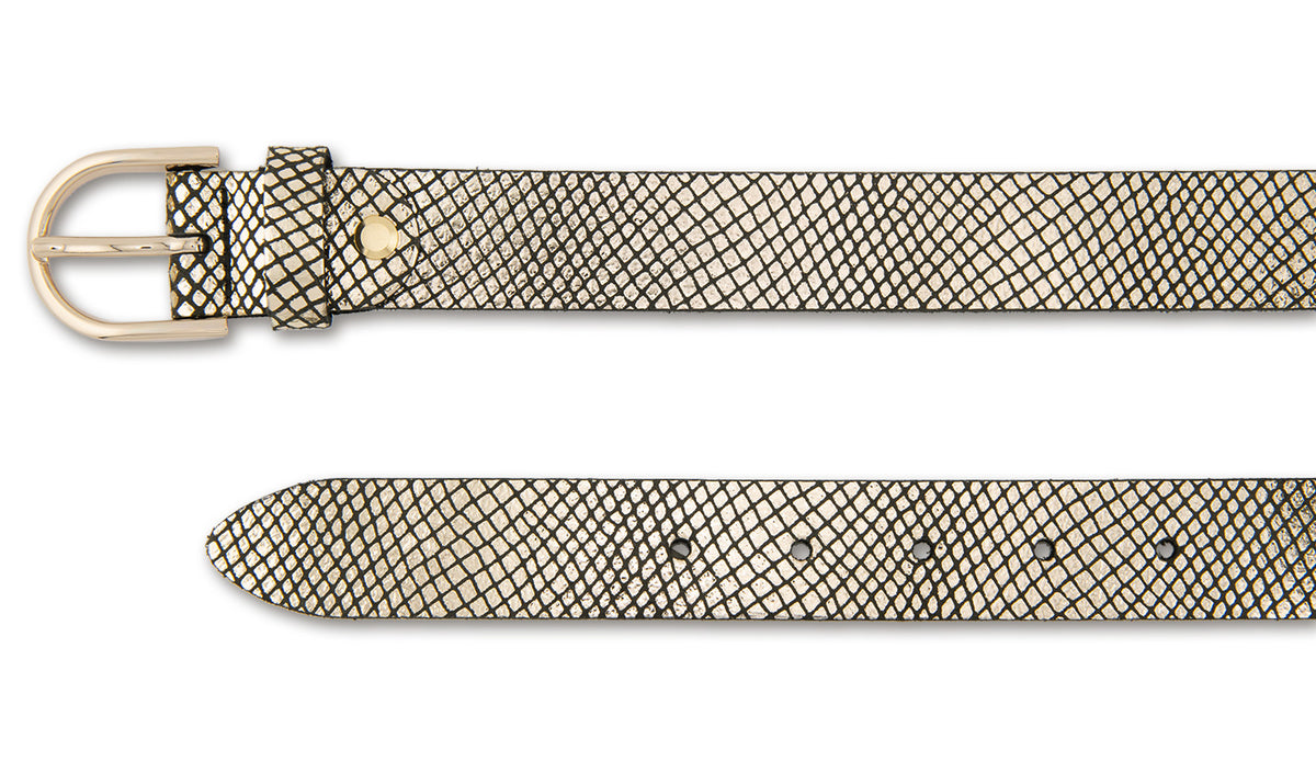 Bernd Götz Ledergürtel Schwarz-Gold Snakeprägung | Modell 301955- Detailansicht