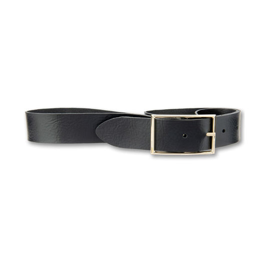 Bernd Götz Nappaleder-Gürtel in Schwarz mit Goldschließe | Modell 352048