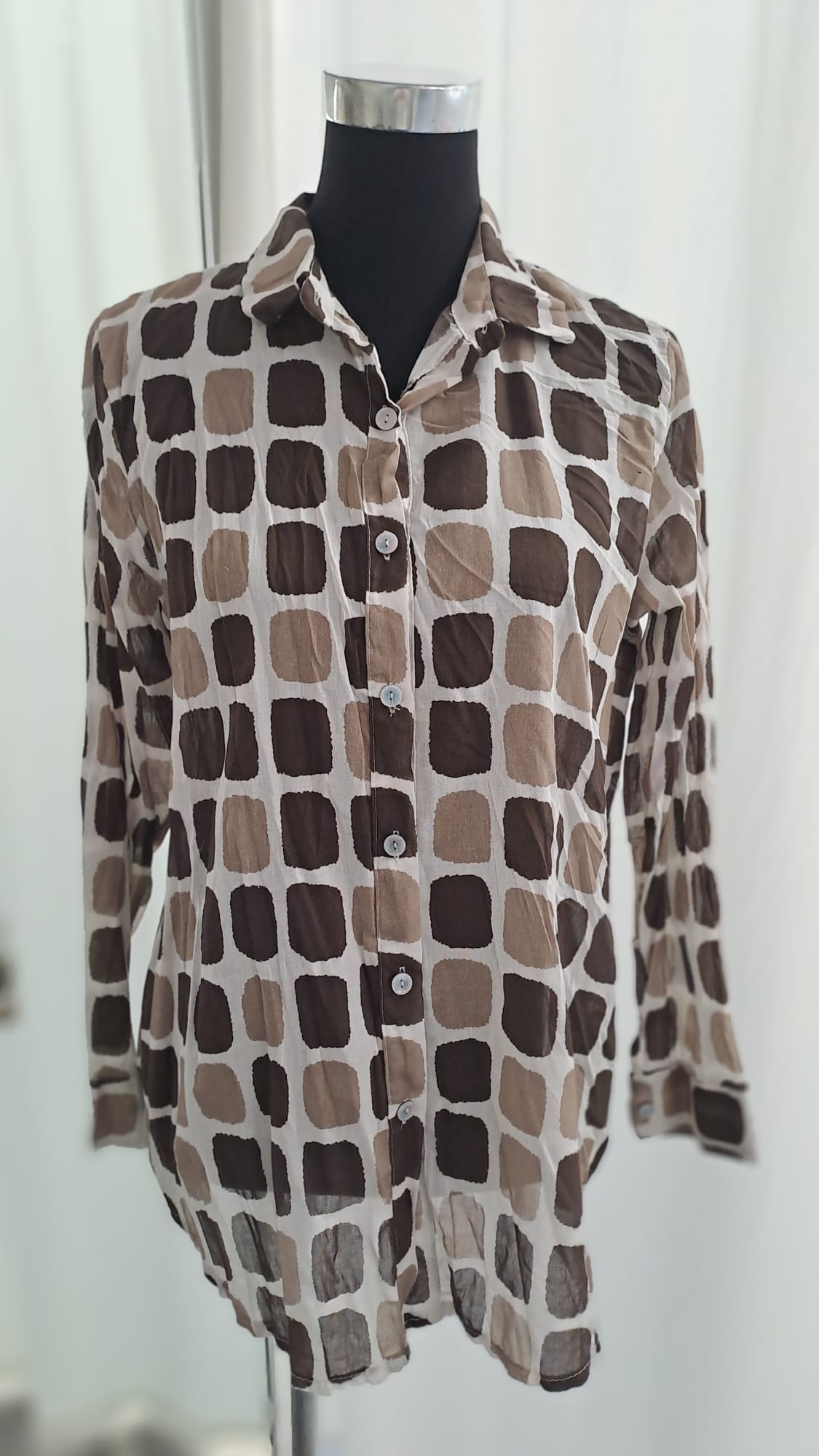 Hemdbluse Mocca/Taupe - Charme Mode 6965 - Vorderansicht
