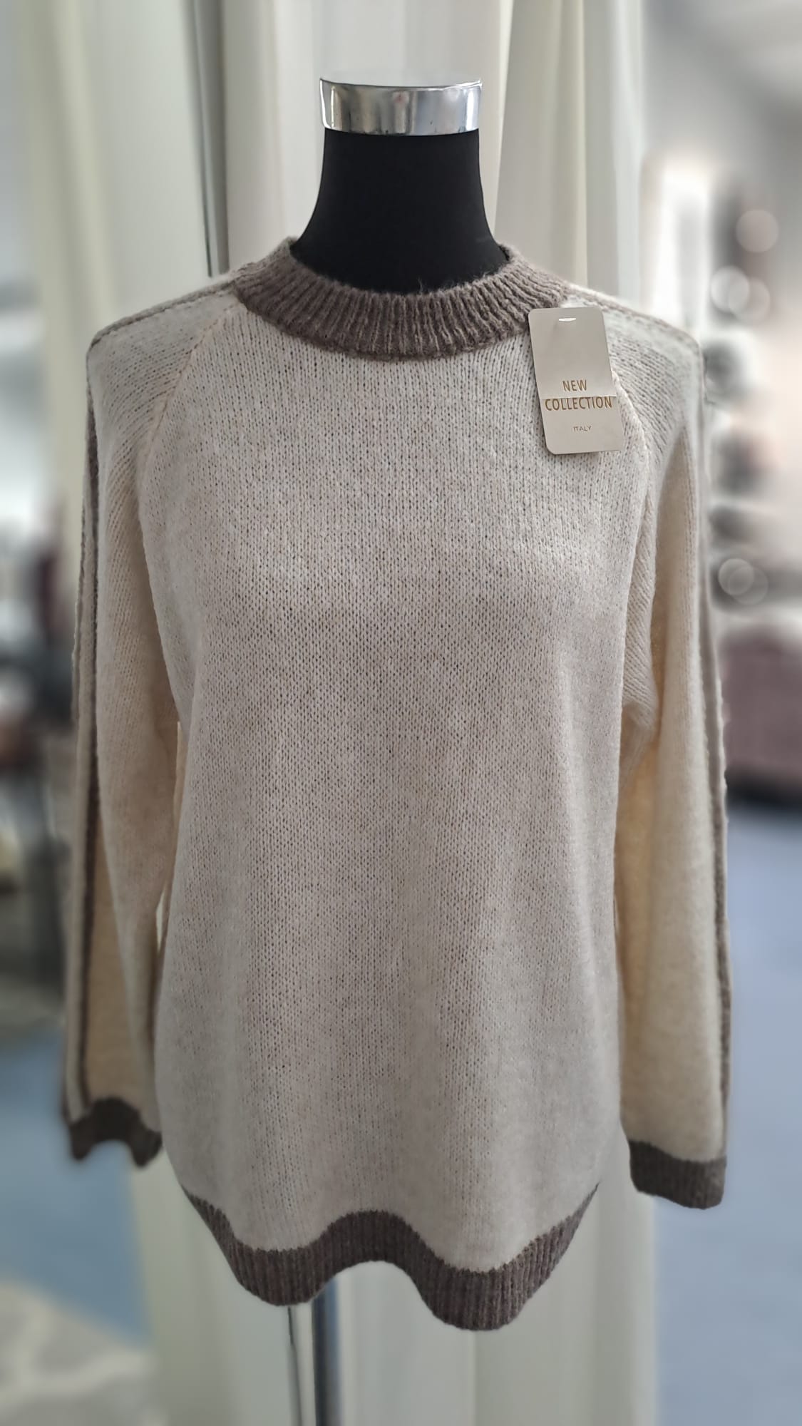 Damenpullover Beige/Taupe | SM Youngfashion 6939 - Vorderansicht