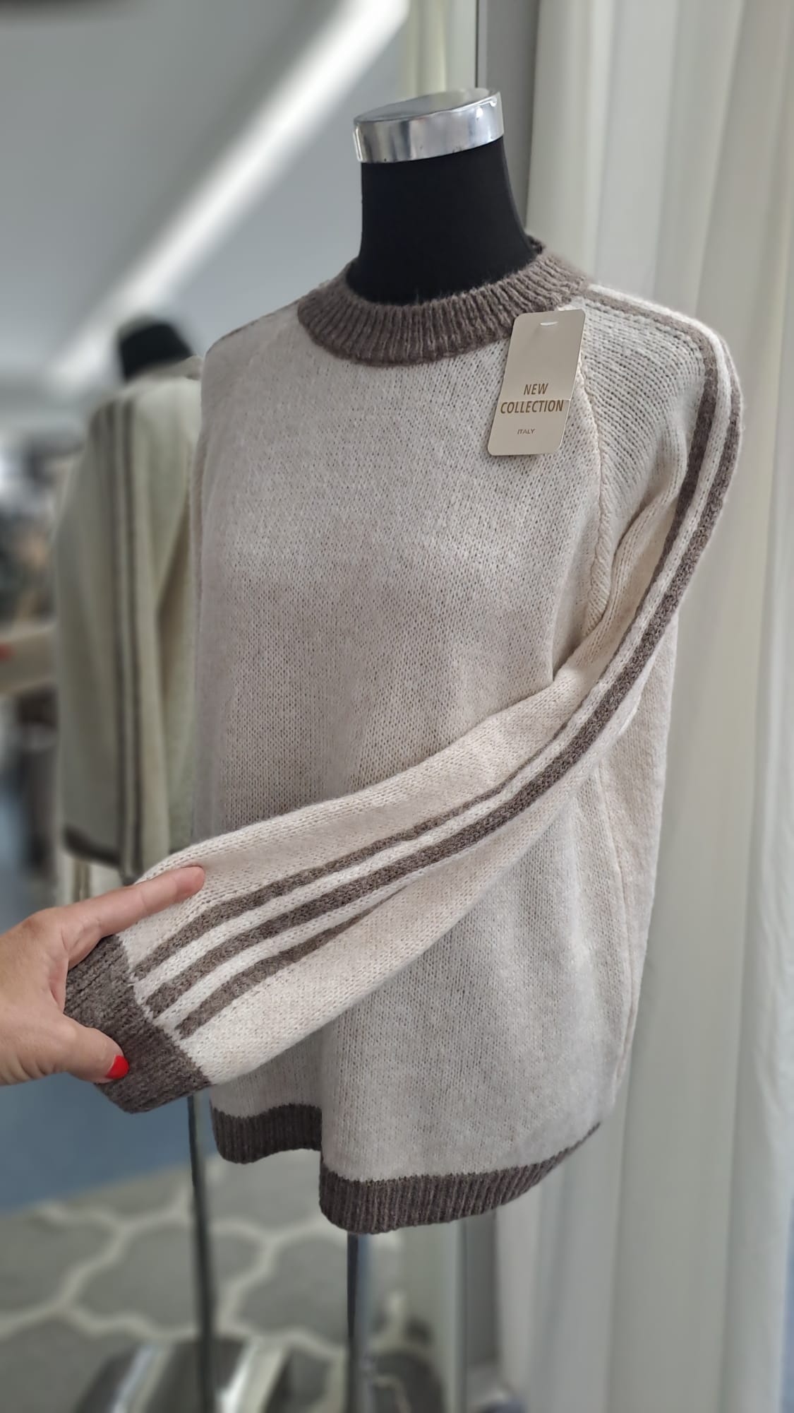 Damenpullover Beige/Taupe | SM Youngfashion 6939 - Detail Arm
