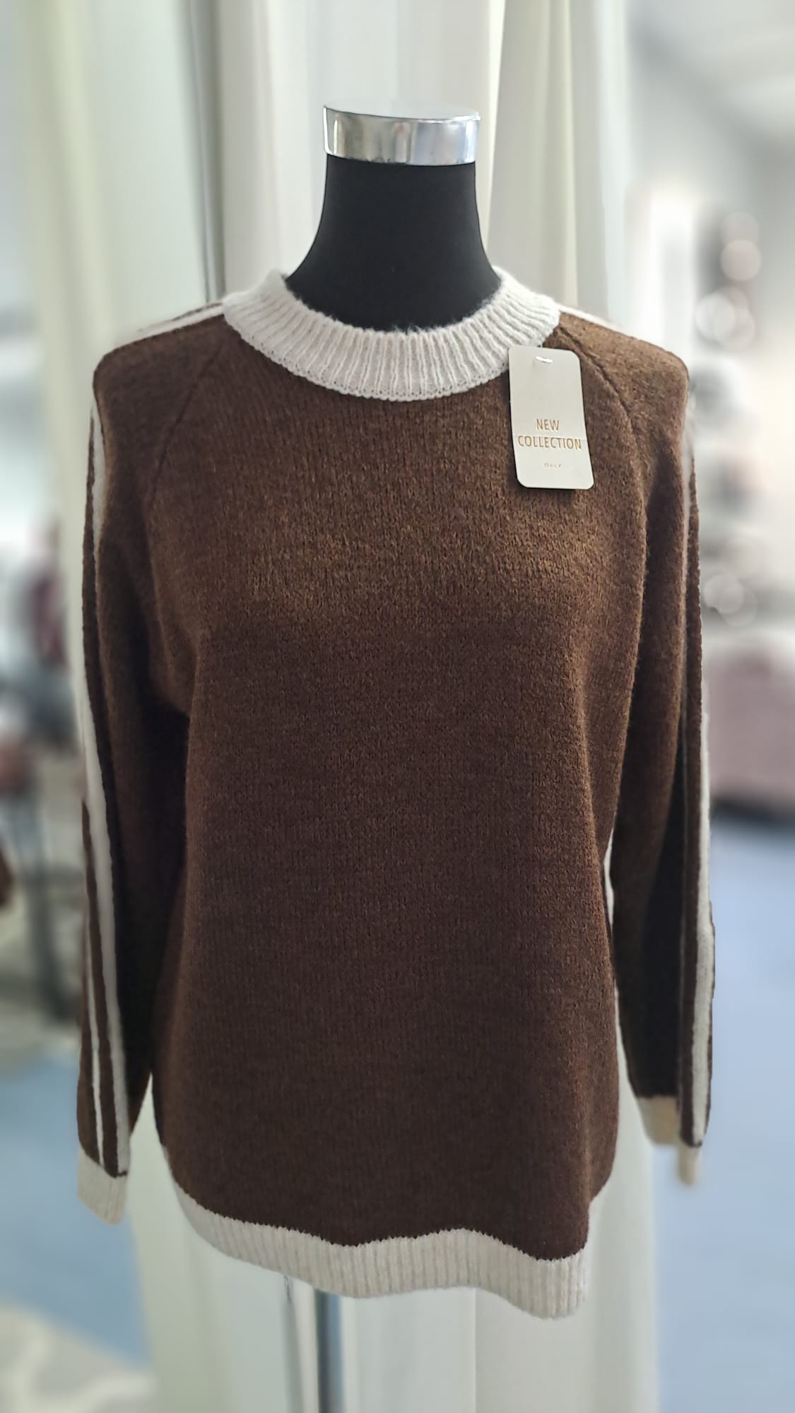 Damenpullover Braun/Beige | SM Youngfashion 6940 - Vorderansicht