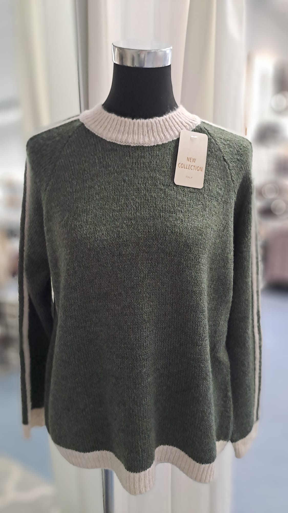Damenpullover Khaki/Beige | SM Youngfashion 6941 - Vorderansicht