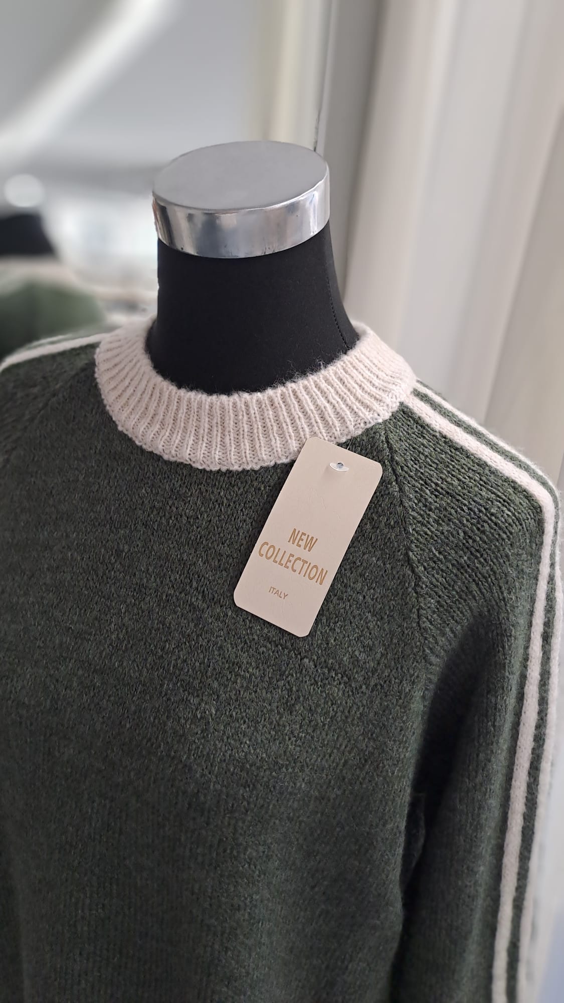 Damenpullover Khaki/Beige | SM Youngfashion 6941 - Detail Rundhals