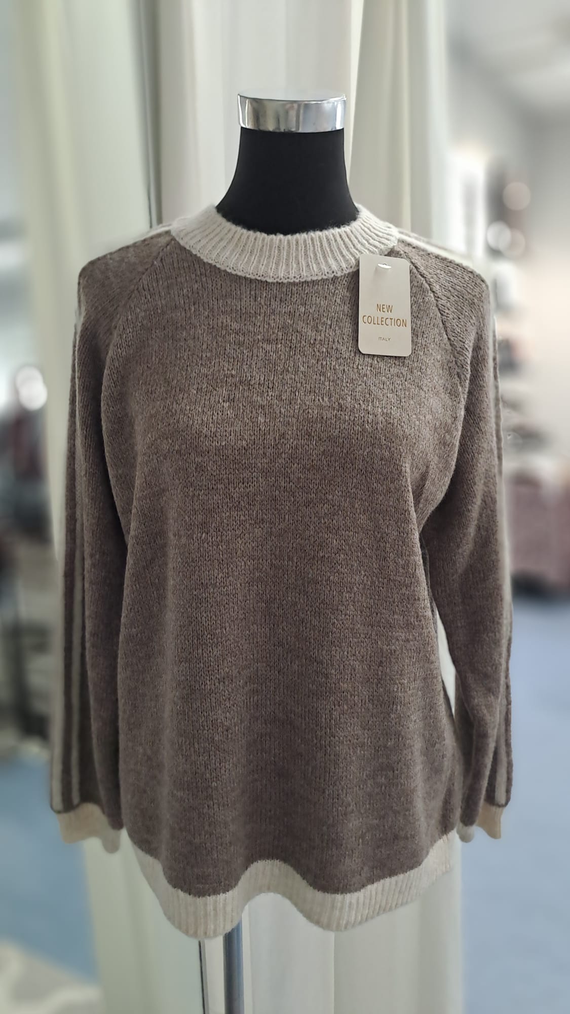 Damenpullover Taupe/Beige | SM Youngfashion 6942 - Vorderansicht