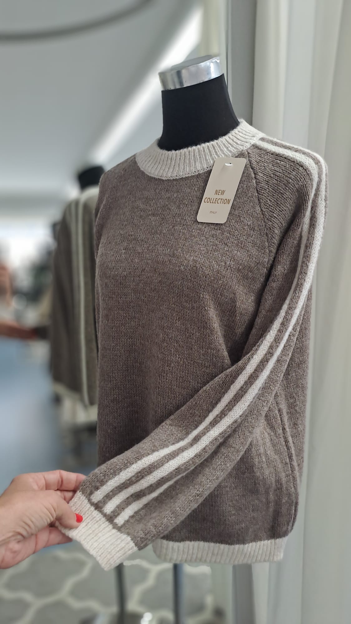 Damenpullover Taupe/Beige | SM Youngfashion 6942 - Armdetail