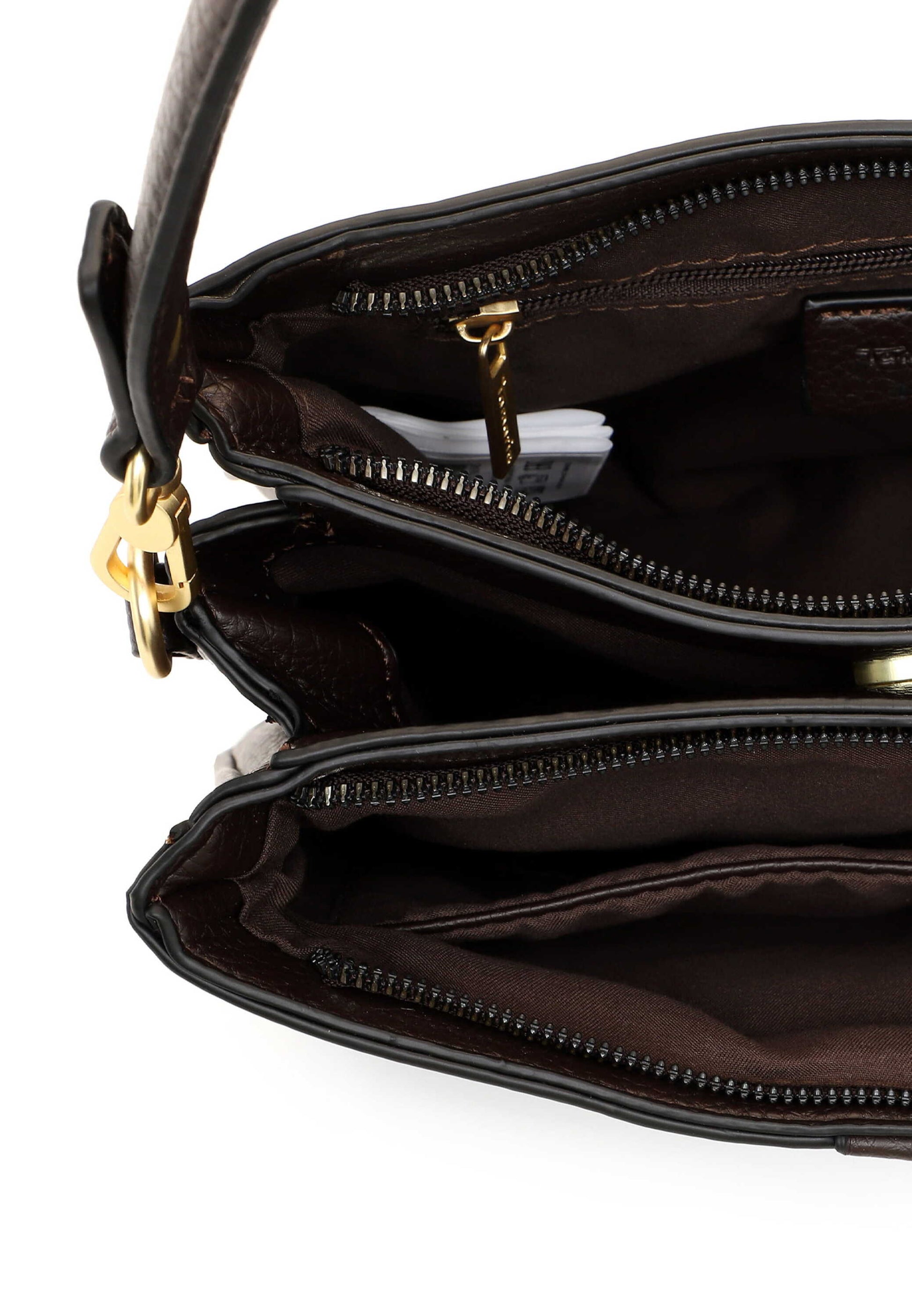 Tamaris Handtasche 34823 Dunkelbraun - für Büro, City & Freizeit Detailansicht Reißverschlüsse
