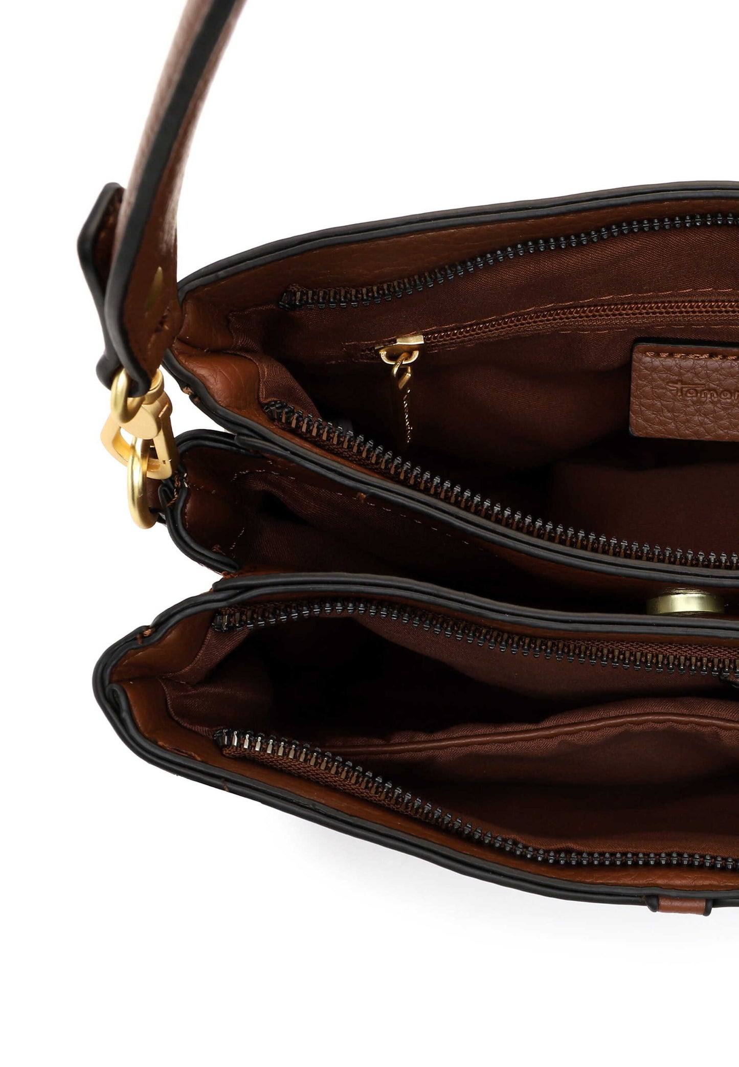 Tamaris Handtasche 34823 Cognac - für Büro, City & Freizeit- Detailansicht Innenleben