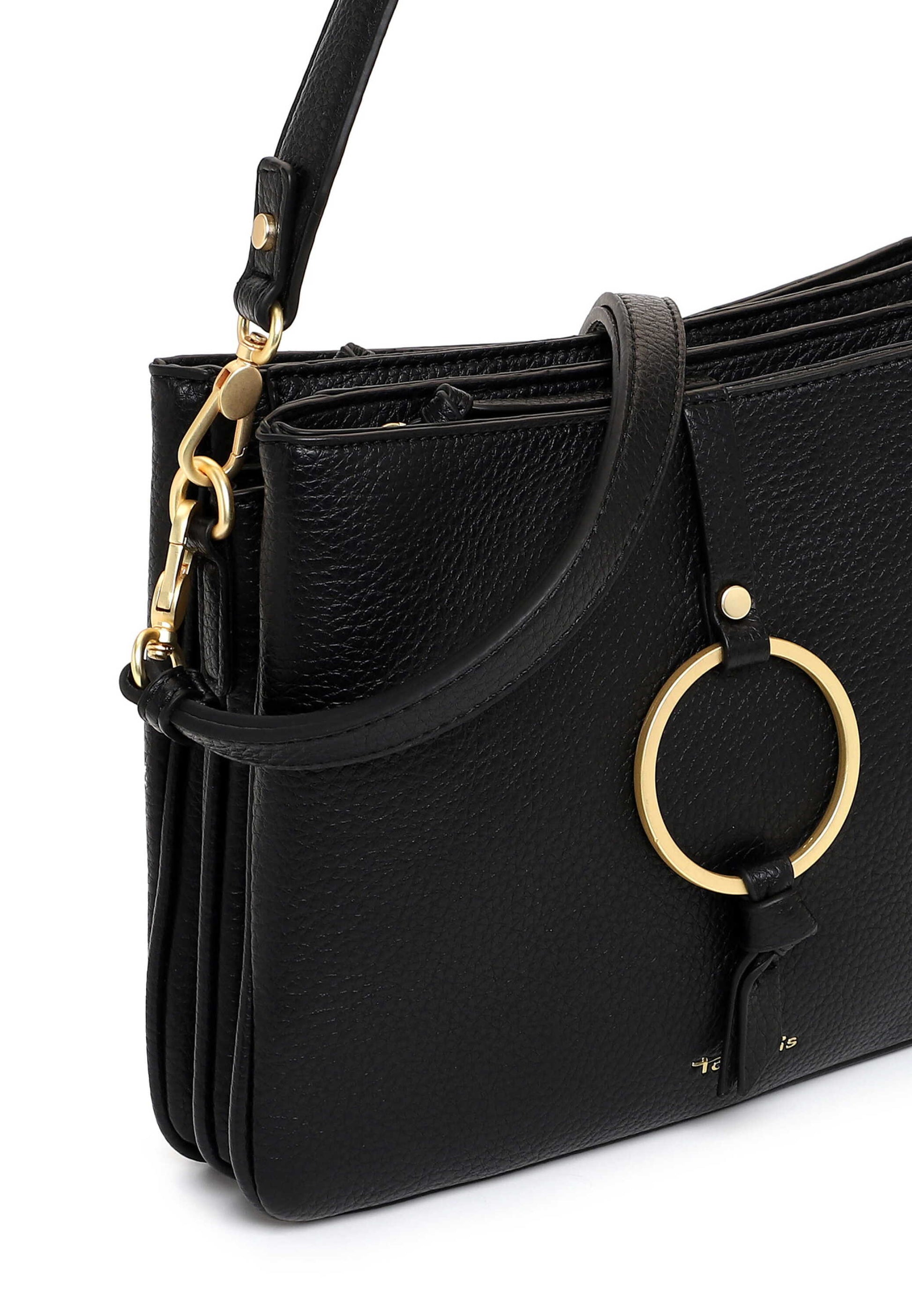 Tamaris Handtasche 34823 Schwarz - für Büro, City & Freizeit - Detailansicht Golddetails