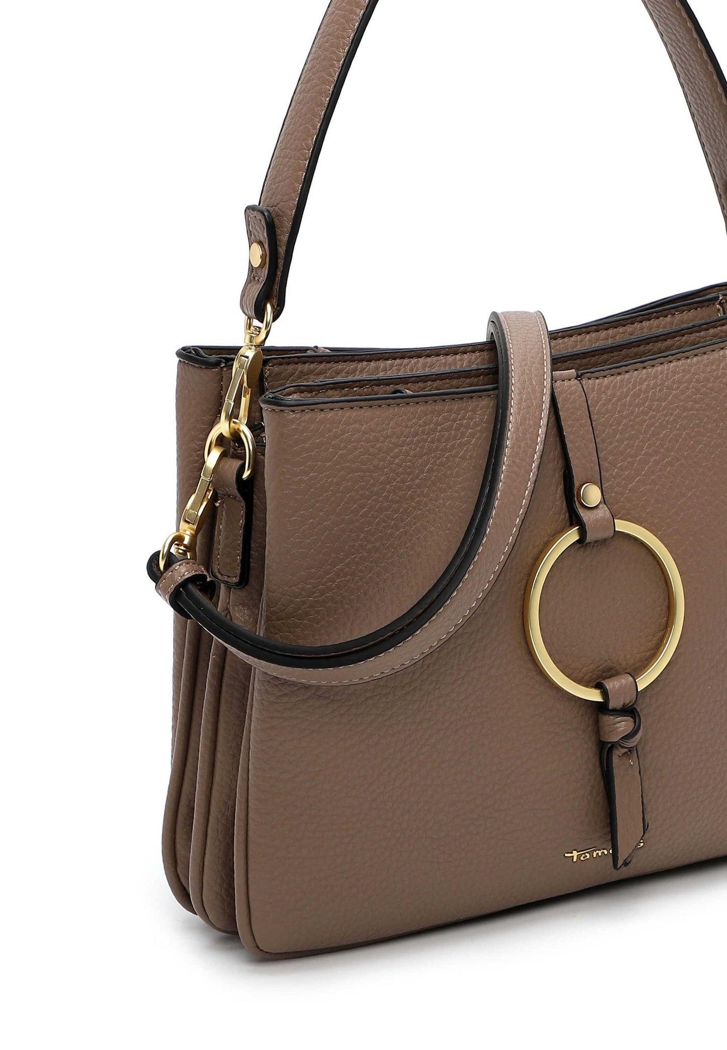 Tamaris Handtasche 34823 Taupe - für Büro, City & Freizeit - Detailansicht Golddetails