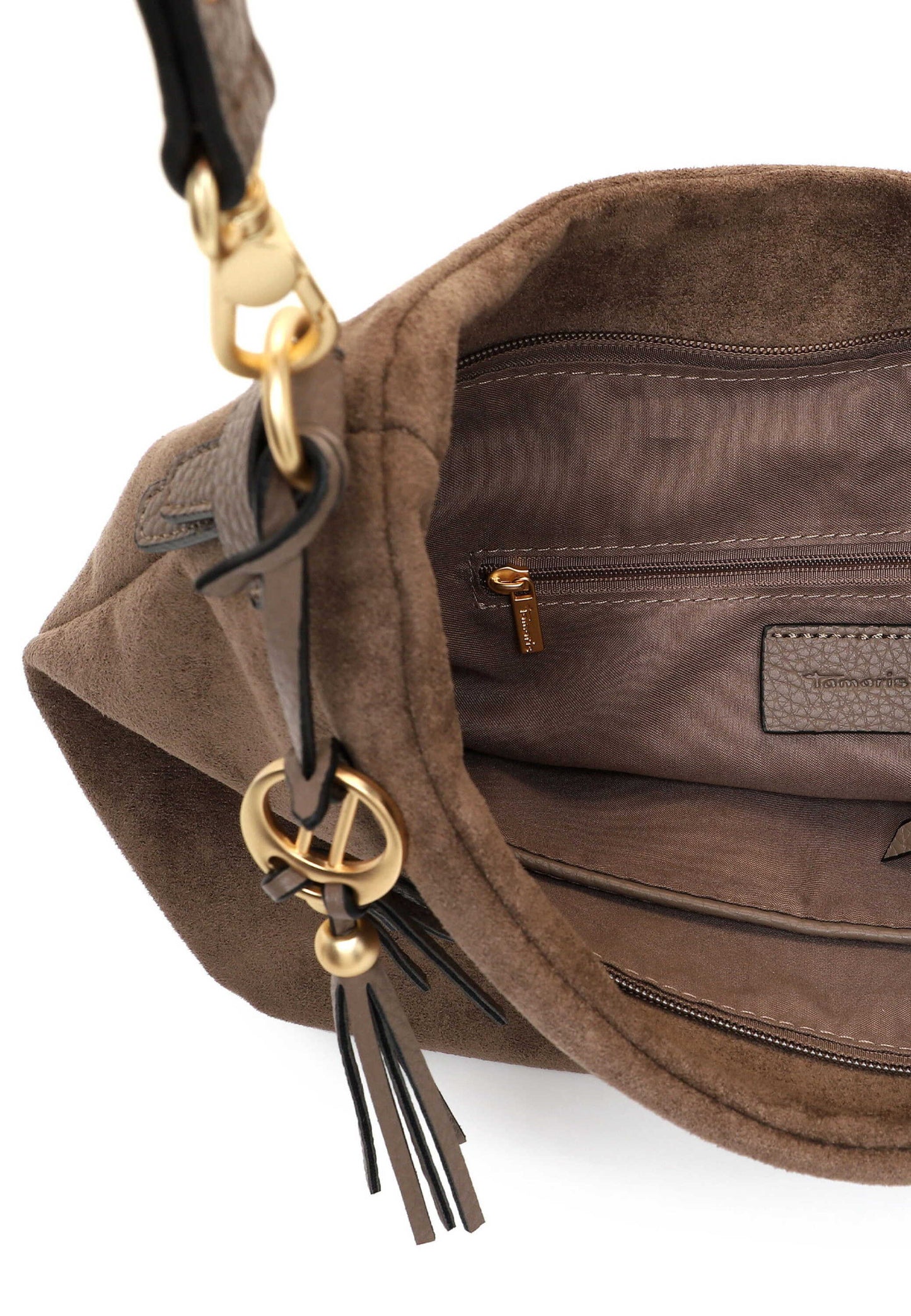 Tamaris Beuteltasche 34882 Taupe - Modern & alltagstauglich Detailansicht Innenleben