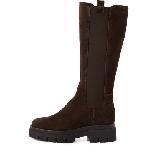 Tamaris Lederstiefel 25608 Mocca - Velourleder mit Touch-it Fußbett - Vorderansicht
