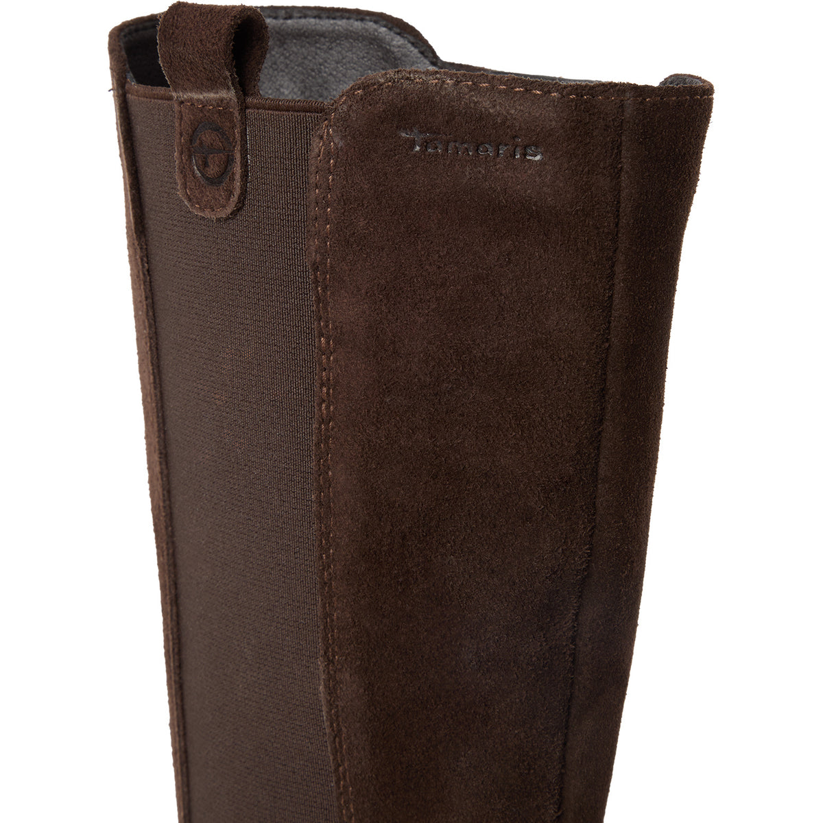 Tamaris Lederstiefel 25608 Mocca - Velourleder mit Touch-it Fußbett- Detail der Schuhoberfläche