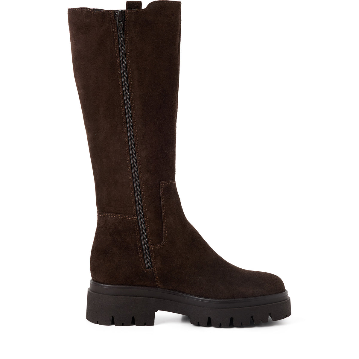Tamaris Lederstiefel 25608 Mocca - Velourleder mit Touch-it Fußbett - Ansicht Reißverschluss