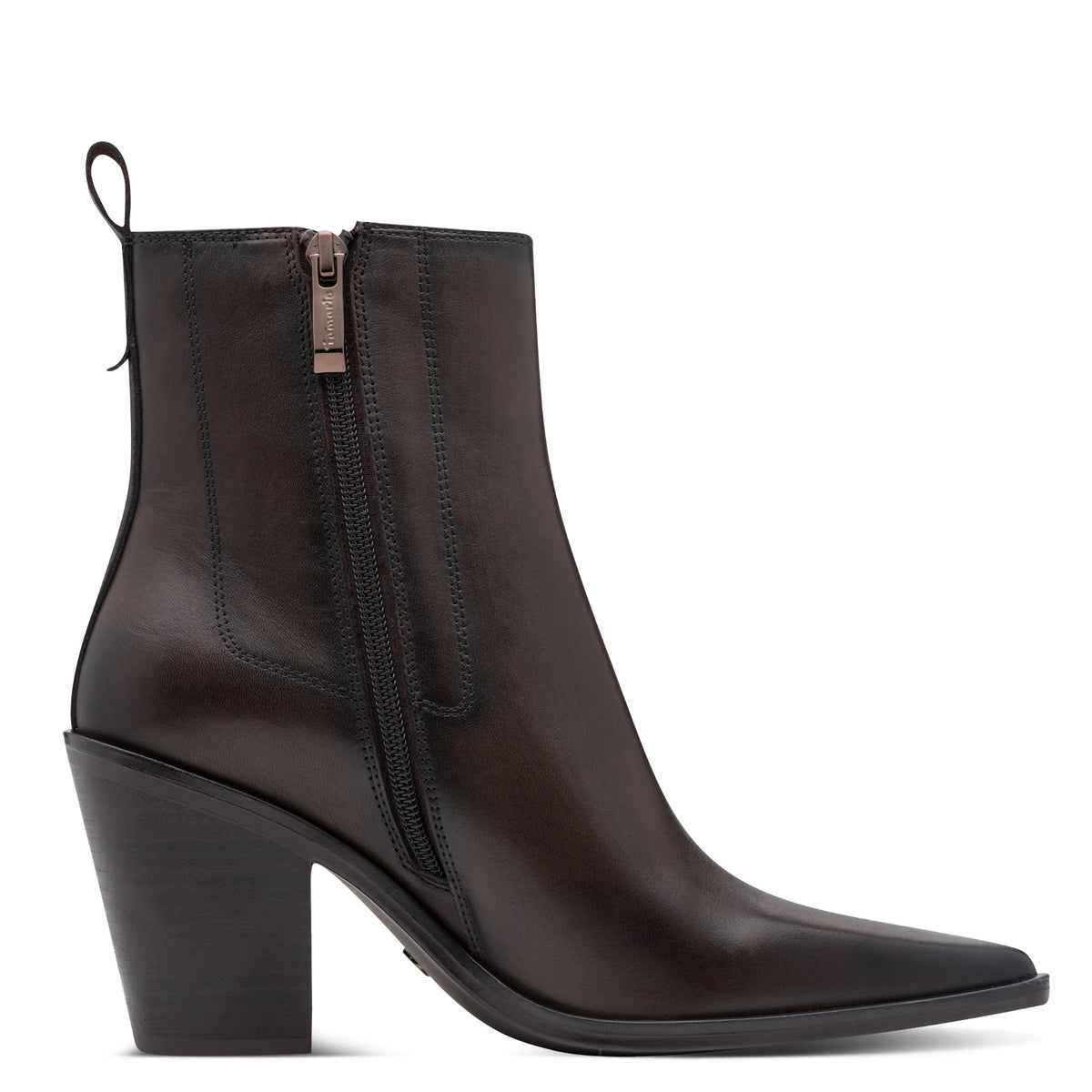 Tamaris Lederstiefelette 25359 Mahogany-Braun - Touch-it Fußbett - Reißverschlussdetail