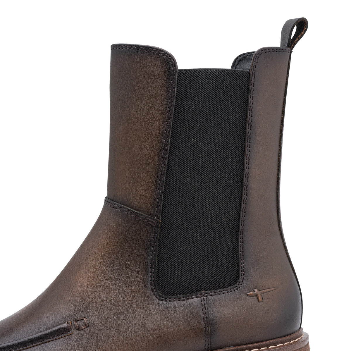 Tamaris Lederstiefelette 25490 Mocca - mit Touch-it Wechselfußbett - Detail der Schuhoberfläche