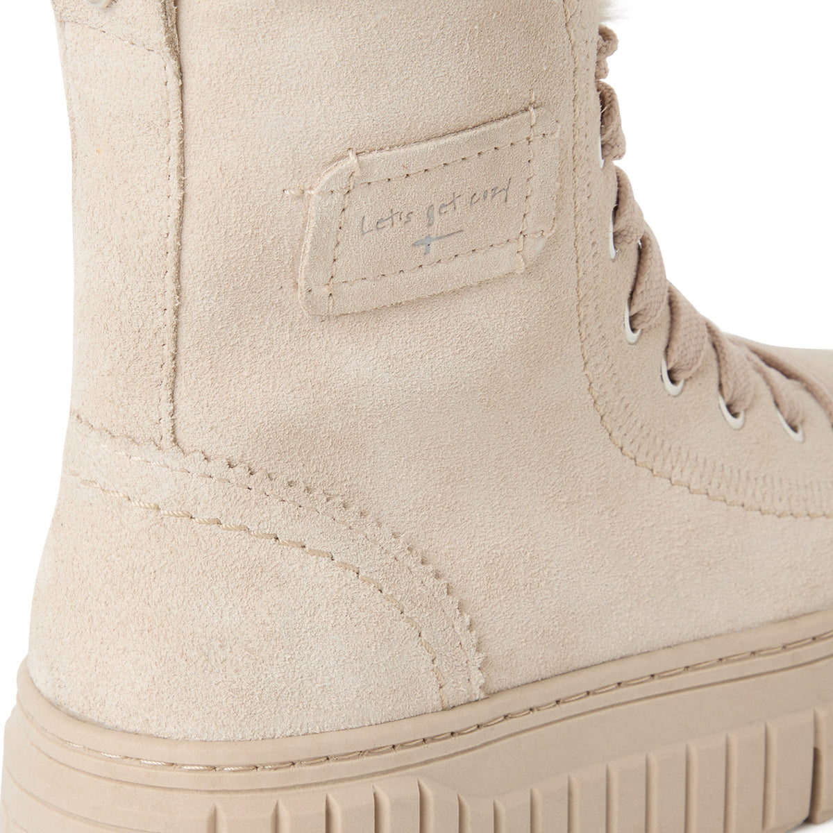 Tamaris Lederstiefelette 26228 Antelope-Beige - Warmfutter & Primaloft - Detail der Schuhoberfläche