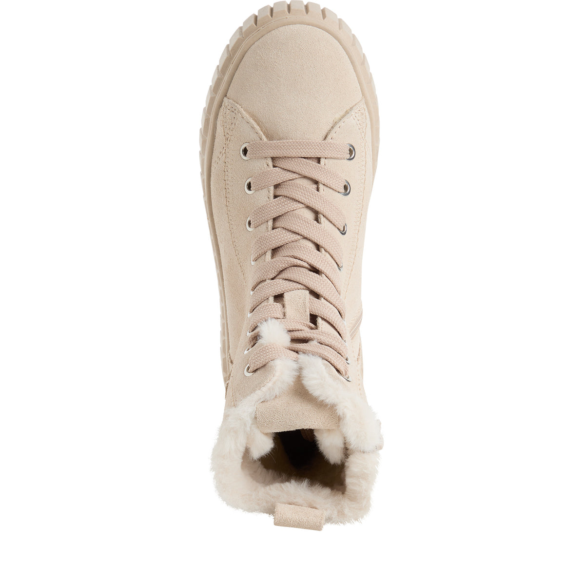 Tamaris Lederstiefelette 26228 Antelope-Beige - Warmfutter & Primaloft - Detail der Schnürung