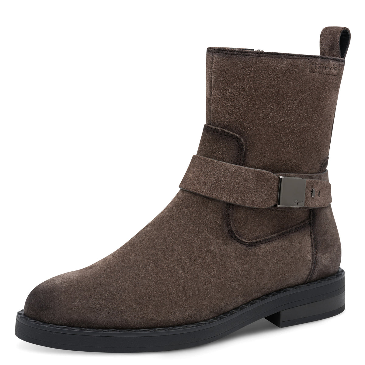Tamaris Lederstiefelette 25370 Cigar-Braun, Biker-Boot aus Leder - Vorderansicht