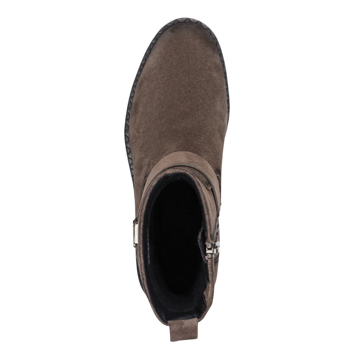 Tamaris Lederstiefelette 25370 Cigar-Braun, Biker-Boot aus Leder - Detail der Schuhoberfläche
