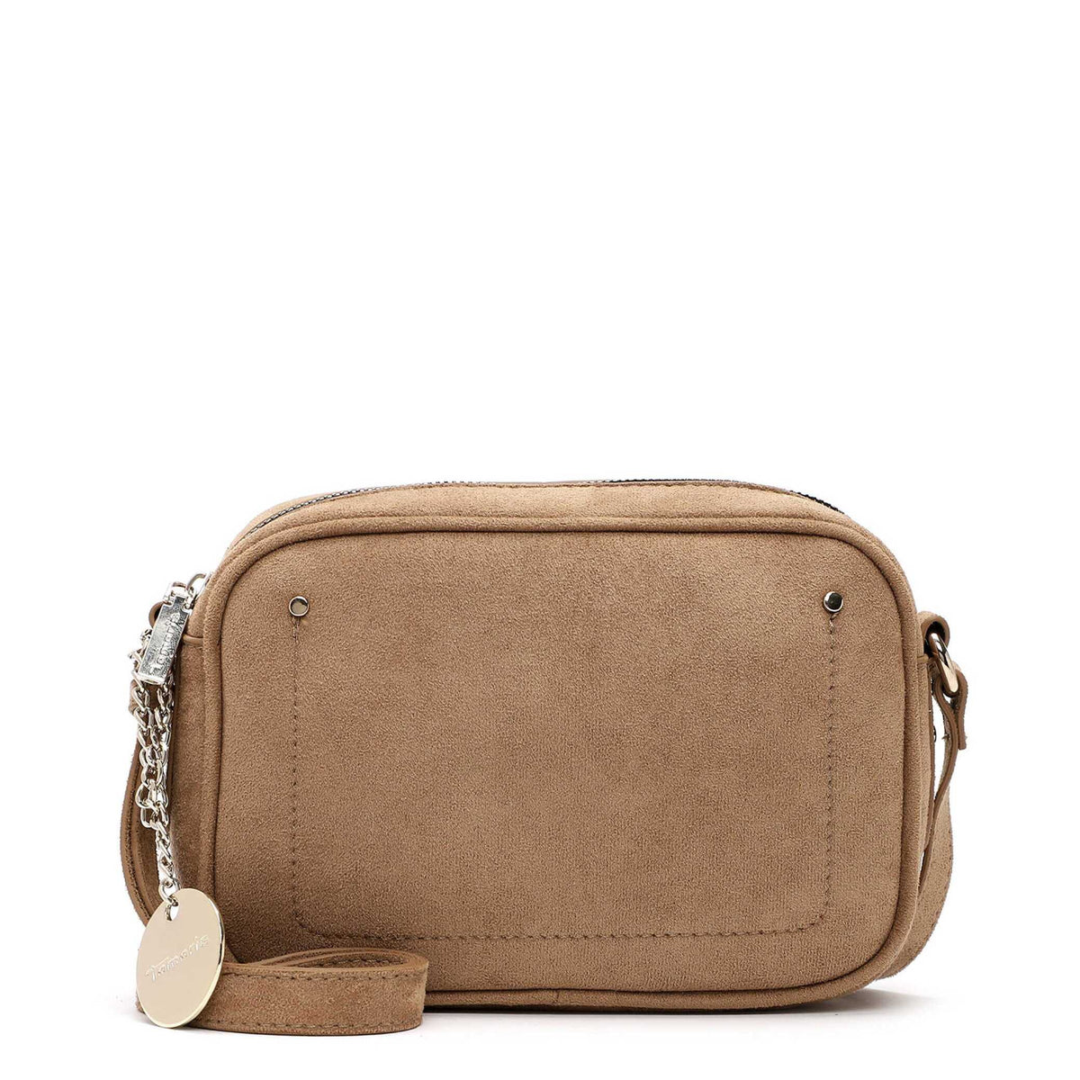 Tamaris Crossbody Marina 34970 Taupe-Beige,Velour Umhängetasche - Vorderansicht
