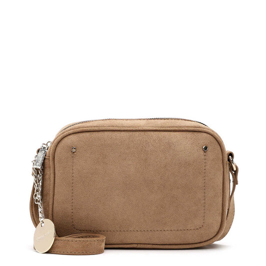 Tamaris Crossbody Marina 34970 Taupe-Beige,Velour Umhängetasche - Vorderansicht