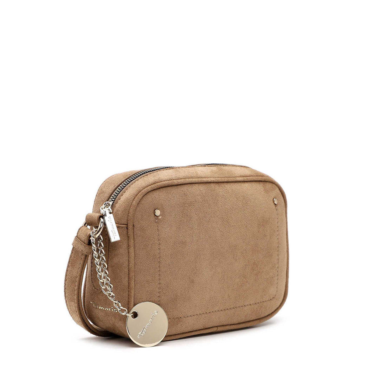 Tamaris Crossbody Marina 34970 Taupe-Beige,Velour Umhängetasche - Seitenansicht