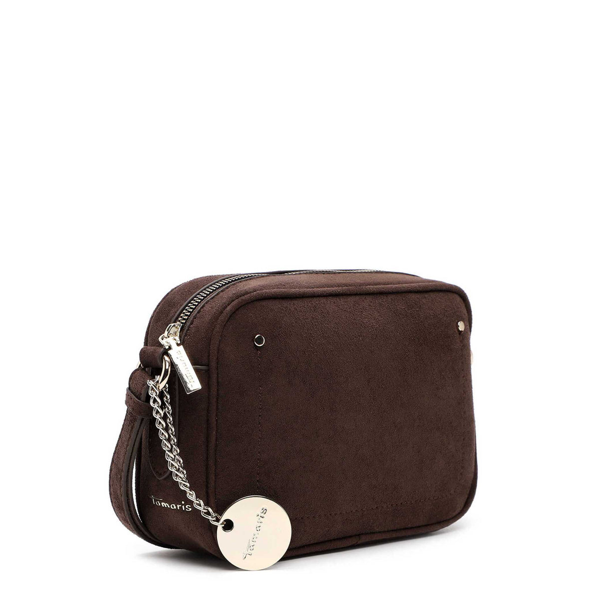 Tamaris Crossbody Marina 34970 Dunkelbraun, Velour Umhängetasche - Seitenansicht