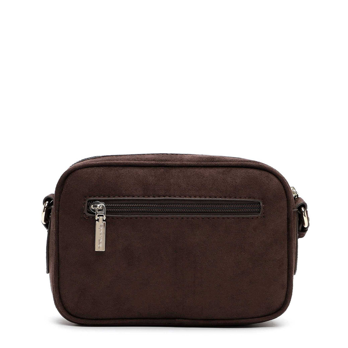 Tamaris Crossbody Marina 34970 Dunkelbraun, Velour Umhängetasche - Rückansicht