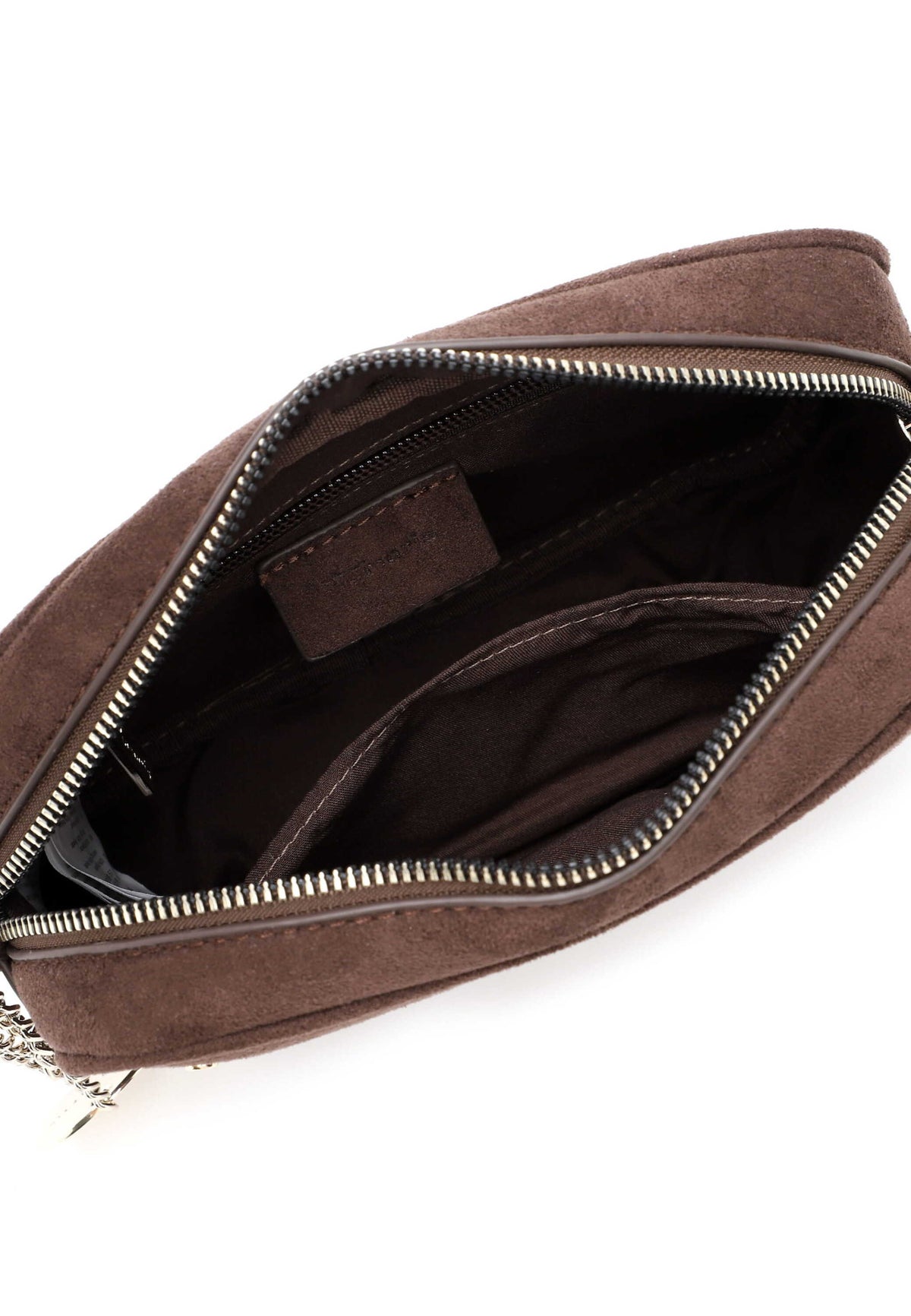 Tamaris Crossbody Marina 34970 Dunkelbraun, Velour Umhängetasche - Detailansicht Innenleben