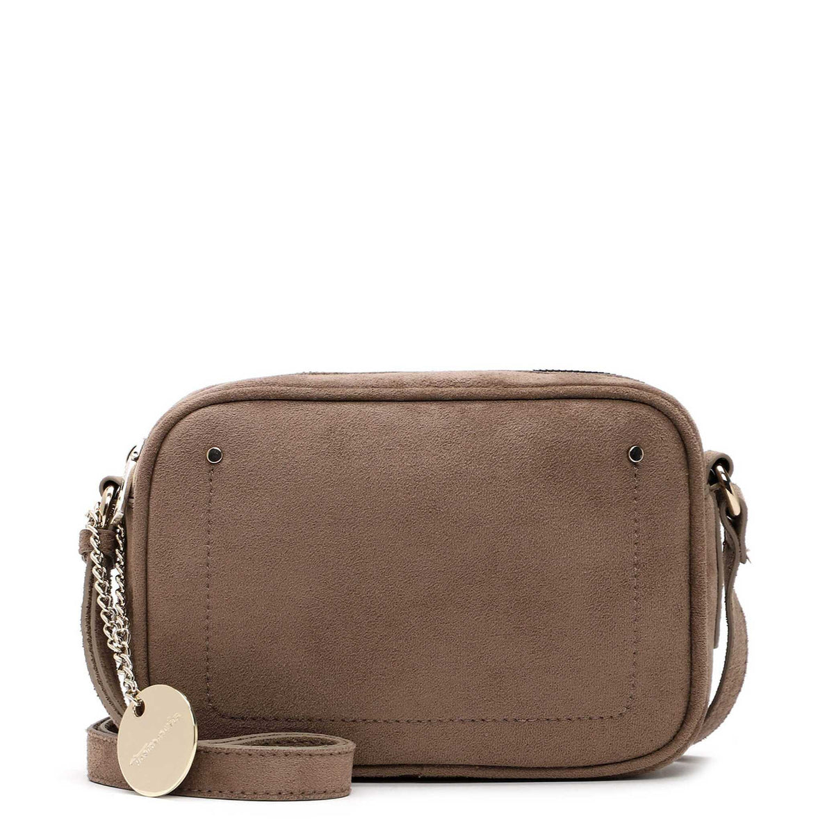 Tamaris Crossbody Marina 34970 Taupe, Velour Umhängetasche - Vorderansicht