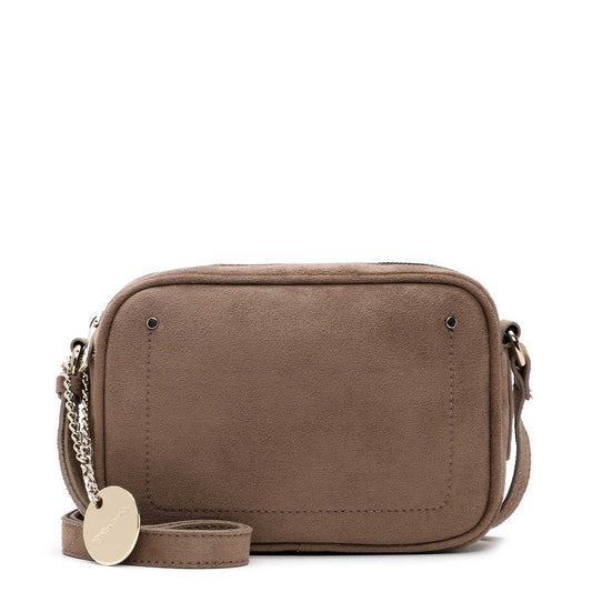 Tamaris Crossbody Marina 34970 Taupe, Velour Umhängetasche - Vorderansicht