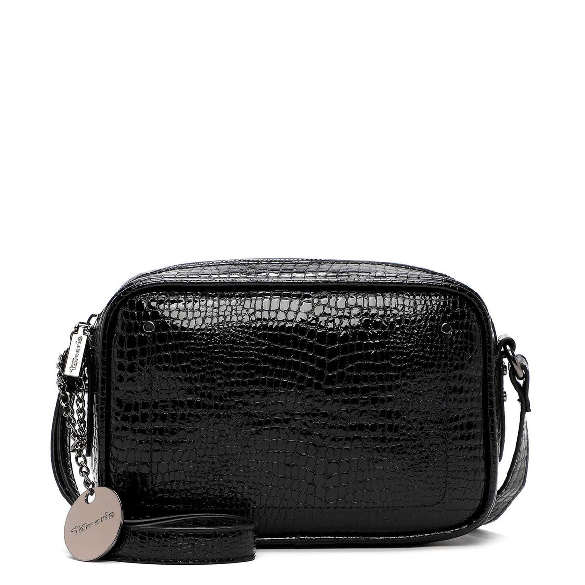 Tamaris Crossbody Marina 34980 Schwarz Snake, Crossbody mit Kokroprägung - Vorderansicht